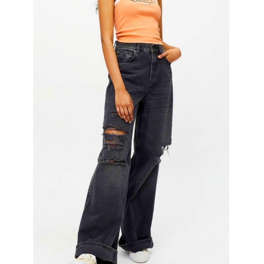 BDG Skater Baggy Black Distressed Oversized Denim Jeans Size 27
